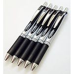 Pentel 5 x BL77 Energel Retractable Ballpoint Pen Black Ink 0.7mm Metal Tip Rubber Handle 5 BL77-A