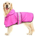 Weesiber Waterproof Adjustable Dog Raincoat - Reflective Dog Rain Jacket with Hoodie, Lightweight Dog Rain Coat Dog Poncho Slicker for Small Medium and Large Dogs (X-Large, Pink)