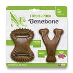 Benebone Tiny 2-Pack Dog Chew Toys, Real Bacon Flavor for Puppy All Breeds