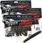 Mayhem Bait Co. Convulsion 2.75-Inch Soft Plastic Swimbait for Bass Fishing, 3 Packs of 12 (36) Fishing Lures Plus 3 Tubes Liquid Mayhem Fish Attractant (Green Pumpkin)