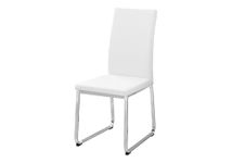 Monarch Specialties I 1093 Dining Chair, Set of 2, Side, Upholstered, Kitchen, Dining Room, Pu Leather Look, Metal, White, Chrome, Contemporary, Modern