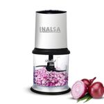 INALSA Electric Chopper for Kitchen With 450 Watts Pure Copper Motor 2 Speed Option|Chop, Mince, Puree, Dice|Twin Blade Technology|900 ml Capacity|One Touch Operation,Long Power Cord-Bullet Inox