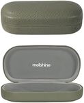 molshine Hard Shell Leather Sunglasses Case,Classic Large Glasses Case for Women Men,Sunglass Eyeglasses, Olive Green