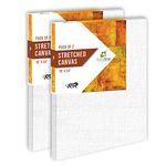 Homestrap Primed Cotton Pre Stretched Canvas with Wooden Frame White, 18 x 24 Inch (Pack of 2)