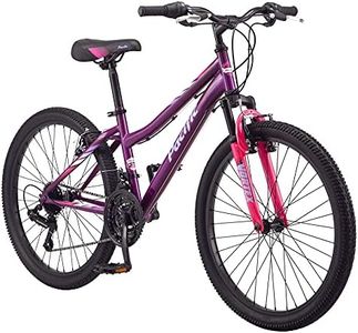 Pacific Cavern Mountain Bike for Youth, Boys and Girls, 21-Speed Twist Shifter, 24-Inch Wheels, 14-Inch Steel Frame, Front Suspension, Kickstand Included, Purple