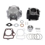 GOOFIT 52.4mm Cylinder Head Assembly with Sleeve Plug Spark Plug Upper and Lower Gasket for 4 Stroke Horizontal 110cc Engine ATV Dirt Bike Go Kart Scooter