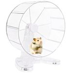 8.5" Silent Hamster Wheel for Syrian Hamster Exercise Wheel & Quiet Hamster Running Spinner Wheel with Stable Stand for Syrian Hamsters, Gerbils, Mice, Dwarf Hamster and More Small Animal, Transparent