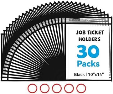 Gamenote Dry Erase Pockets 30 Pack with Rings - Oversized Reusable Plastic Sleeves Shop Ticket Holders Sheet Protectors Teacher Supplies for Classroom Organization (Black)