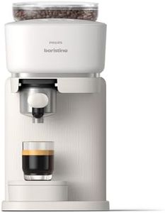 Philips Baristina Espresso Machine - Real espresso, made simple. Compact coffee machine, natural white with white portafilter, 16 bar pump pressure, automatic grinder, Cafe Crema (BAR300/00)