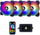 Apevia ET4-RGB Electro 120mm Silent RGB Color Changing LED Fan for Gaming with Remote Control, 28x LEDs & 8X Anti-Vibration Rubber Pads (4-pk)