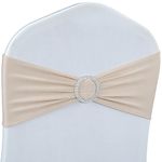 Babenest Spandex Chair Sashes Bows Premium Stretch Chair Cover Band with Buckle Slider Universal Elastic Chair Ties for Wedding Party Ceremony Reception Banquet Decoration (Champagne, 30)