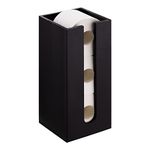 Navaris Bamboo Toilet Roll Storage - Narrow Free Standing Toilet Paper Tissue Holder Tower Organiser for Bathroom - Storage for 3 Toilet Rolls - Black