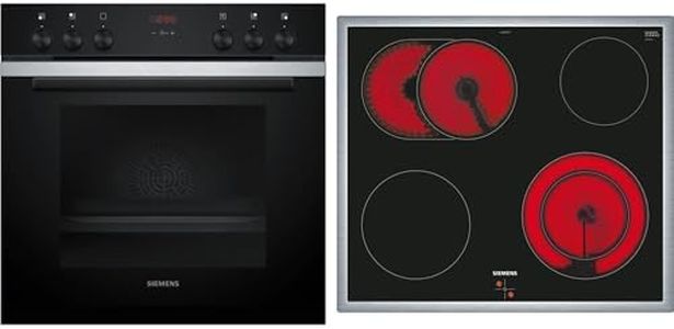 Siemens EQ211KA11, iQ300 Einbau-Herd-Set, Bestehend aus HE213ABS3 Herd, 60 x 60 cm, 3D Heißluft und Schnellaufheizung, EA64RGNA1E Elektrokochfeld, Zweikreis-Kochzone, Bräterzone, Edelstahlrahmen