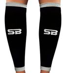 SB SOX Compression Calf Sleeves (20-30mmHg) for Men & Women - Perfect Option to Our Compression Socks - for Running, Shin Splint, Medical, Travel, Nursing, Cycling, and Leg Pain (Black/Gray, Small)