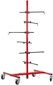 TCP Global Auto Panel Tree Paint Stand Holder with Adjustable Center Post - Hook Levers Securely Hang Automotive Panels, Doors, Fenders, Bumpers, Car Parts - Auto Body Shop Painting, Save Time & Labor