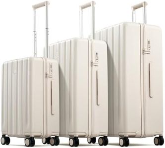 Hanke Upgraded Elite 3 Piece Luggage Set, 20/24/29 Inch Carry On & Checked Suitcase, PC Hard Shell Suitcases with Wheels, TSA Lock, Explosion-Proof Zipper Travel Set,Ivory White