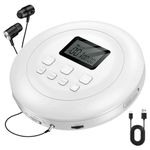 Gueray CD Player Portable CD Walkman Portable CD Player for Car Anti-Skip Shockproof Personal CD Player with Headphones Jack USB AUX & LCD Display CD Disc Memory Function (White)