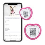 Pawview 2 Packs NFC & QR Code ID Tag for Pets,Silent Personalized Dog Tag,Slide-On Engraved Dog Tag Pink with Online Pet Profile,Smart Lost Pet Recovery Durable Dog Identity Tag,No Subscription