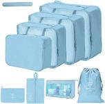 OrgaWise Packing cubes Travel Storage Bags 9 Pcs Packing Orgainer Set Multi-functional Clothing Sorting Packages Travel Packing Pouches Luggage Organizer (4+5 Lake blue)