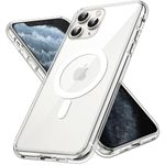 JETech Magnetic Case for iPhone 11 Pro Max 6.5-Inch Compatible with MagSafe Wireless Charging, Shockproof Phone Bumper Cover, Anti-Scratch Clear Back (Clear)