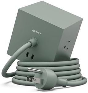 AVOLT Square 1 Power Strip with USB-C Fast Charging, Magnetic Cube Extension Cord for Desk (Oak Green, USB C - 5.9ft)