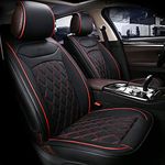 AB1 flexzon Universal Quality Deluxe Black PU Leather Front Car Seat Covers Padded Cushions