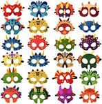 24 Packs Dinosaur Masks Party Supplies Felt and Elastic for Kid Dinosaur Masks Dress-Up Party Favors 24 Masks for Birthday Gifts Party Decorations