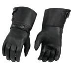 Milwaukee Leather Men's Gauntlet Motorcycle Hand Gloves-Black Leather Long Cuff Snap Closure Thermal Lined-SH264 - Medium