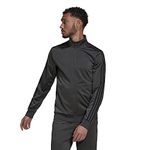 adidas Men's Essentials Warm-Up 3-Stripes Track Top, Dark Grey Heather/Black, Medium