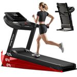 UMAY Fitness Treadmill with 3-Level Incline, Treadmills for Home Auto Folding with Pulse Sensors, 300 LBS Capacity, 3.0HP Quiet Brushless, Max 8.7 MPH (Treadmill with handrail) (u50 Black)