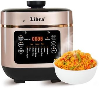 Libra 6 Litre Electric Cooker | Electric Pressure Cooker with Advanced Float Valve Safety | One-Touch Multi Cooking | Indian Preset Menus and Rice Cooker (Rose Gold)