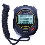 PULIVIA Stopwatch Sport Timer 100 Laps/Splits Digital Stopwatch with Recall Countdown Timer Clock Alarm Calendar, Large Display Stopwatch for Coaches Running Swimming Sport Training