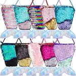 RYOZOCH 10 Pieces Mermaid Tail Coin Purse Mermaid Tail Sequin Crossbody Coin Wallet Bags for Kids Little Girls Mermaid Party Birthday Gifts