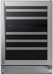 SAMSUNG 34-Inch Wine Cooler Refrigerator, 51 Bottle Capacity, Freestanding, Under Cabinet Fridge w/ Dual Temperature Zones, LED Lighting, Fingerprint Resistant, RW51TS338SR/AA, Stainless Steel