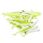 Fishing Lure Soft Bait Simulation Silicone High Performance T Tail Soft Worm Accessory 20Pcs Pack Freshwater Diving Depth Sinking (Glitter fluorescent color)