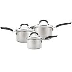 Circulon Total Stainless Steel 3 Piece Saucepan Set | Non Stick Saucepans with Lids | Induction Saucepans Suitable for All Hob Types, 16/18/20 cm Silver 3 Piece Set 76608