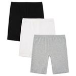 INNERSY Girls Cotton Safety Shorts Breathable Assorted Underwear for Teens Size 8-16 Years 3 Pack(14-16 Years, Black/Grey/White)