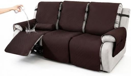 Hiiksolo Waterproof Recliner Chair Cover with Lumbar Roll Pillow, Recliner Cover Non-Slip Storage Pockets FurnitureProtecto Dogs (Dark Gray, 22") (Chocolate, 3 Seater)