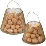 Kingrol 2 Pack Foldable Egg Baskets, Portable Wire Basket for Egg Collecting, Metal Fruit Basket with Handle, Farmhouse Home Kitchen Countertop Decor