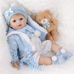 haveahug Reborn Dolls 56cm Baby Doll, blond hair with cloud costume and toy accessories for children (Blue)