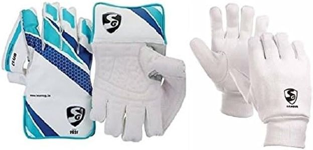 SG Combo of Two, one Pair of 'Club' Cricket Wicket Keeping Gloves and one Pair of 'League' Inner Gloves (Men's) Cricket Kit