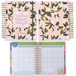 Christian Art Gifts Inspirational 18 Month Wirebound 2025 Planner for Women: Through Christ - Encouraging Bible Verse Personal Week Organizer w/Elastic Closure Aug 2024-Jan 2026, Pink & Green Floral