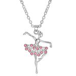 eloi Little Girl Necklace Dancer Ballet Recital Gift Ballerina Dance Necklaces Teen Girls Jewelry 16 inches, Rhinestone