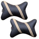 ABLE Classic Cross Neckrest Necksupporters Pillow Black and Beige for Ford FIGO Aspire Set of 2 Pcs