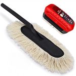 Porslin Car Cleaning Combo Kit with Wax Treated Car Duster and Oil Film Cleaning Brush, Scratch-Free Dust Remover, Foldable Long Handle, Windshield Glass Cleaner for Car, Bike and Home Use