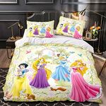 OYUXMAS Cartoon Princess Duvet Cover Queen Size,Room Decor Home Textiles Comforter Set with 2 Pillow Cases - 3 Piece Super Soft Brushed Microfiber Kids Bedding Set for Girls (Queen Size)