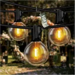 DAYBETTER 50FT Outdoor String Lights Waterproof,Patio Lights with 25 Shatterproof Dimmable LED Edison Bulbs(+1 Spare),Connectable G40 Globe String Lights for Outside Garden Yard Porch,Black Wires