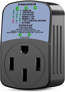 POWSAF Protable rv Surge Protector 50 amp, 4100 Joules, RV Electrical Adapter with 50 Amp Male to 50 Amp Female…
