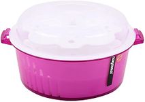 Nayasa Plastic Microwave Safe 4 in 1 Steam Idli Maker | Makes 12 idlis | Microwave Dhokla Maker | Vegetable Steamer | 27 cm X 24.5 cm X 13 cm | Pink