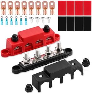 2 Bloques de distribución de Barra colectora, Bloque de Conexiones de batería 12V-48V DC Caja de Distribución de Barra Colectora 250A BusBar con 4 x M8 Pernos de Terminal para automóvil Marino (M8)